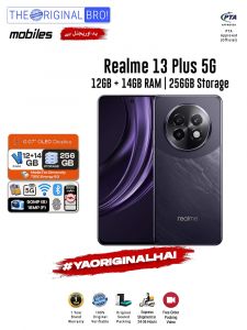 Realme 13 Plus 5G - 12GB RAM - 256GB Storage - Easy Monthly Installments - PTA Approved - 1 Year Official Warranty - The Original Bro Mobiles - TOB70